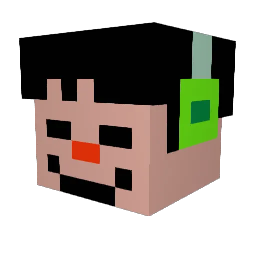 _qWoWp_ Minecraft avatar head, 3D render