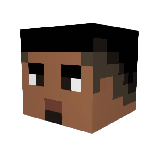 aMarguito Minecraft avatar head, 3D render
