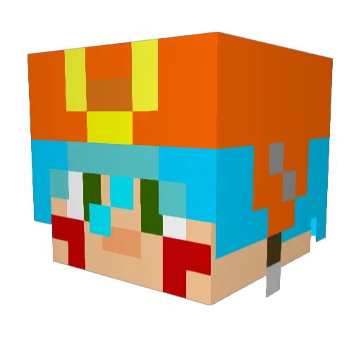 akuosiki Minecraft avatar head, 3D render