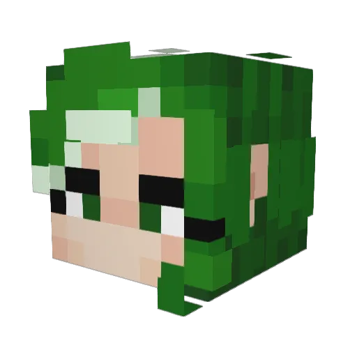 apected Minecraft avatar head, 3D render