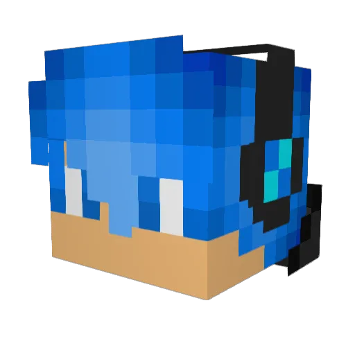 appIied Minecraft avatar head, 3D render