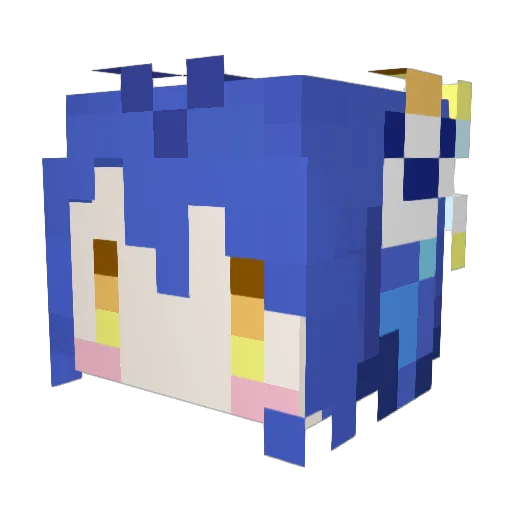 aqua_Senya Minecraft avatar head, 3D render