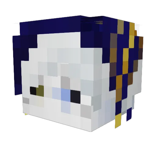 atomicAxolotl Minecraft avatar head, 3D render