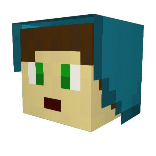 autms Minecraft avatar head, 3D render