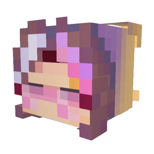 axoloaf Minecraft avatar head, 3D render
