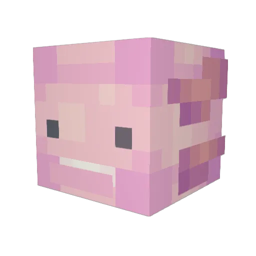 axolotl_damage Minecraft avatar head, 3D render