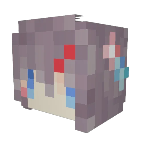 ayaseRiora Minecraft avatar head, 3D render