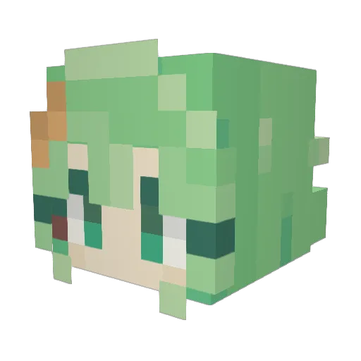 azelised Minecraft avatar head, 3D render