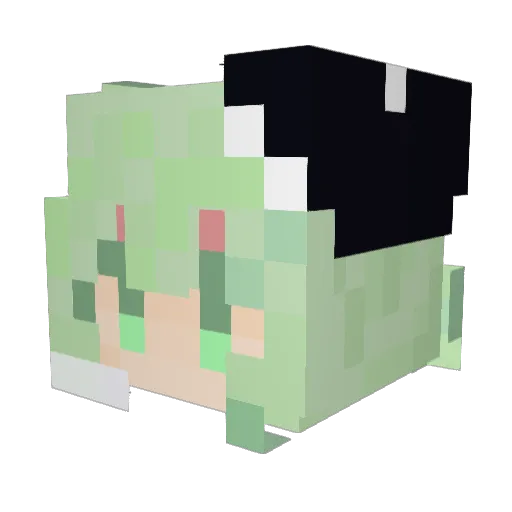 bajiuwenqingtian Minecraft avatar head, 3D render