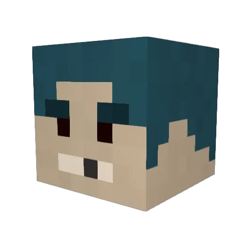 barning Minecraft avatar head, 3D render