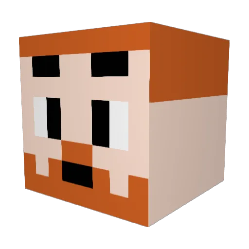 bcoms Minecraft avatar head, 3D render