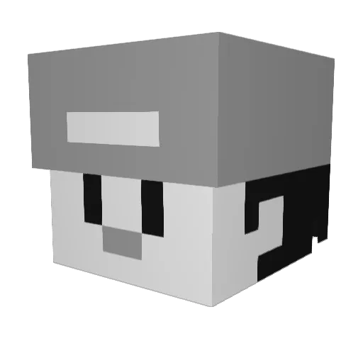 bilingual Minecraft avatar head, 3D render
