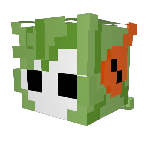 biphonic Minecraft avatar head, 3D render