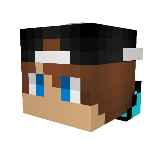 bluebikerlive Minecraft avatar head, 3D render