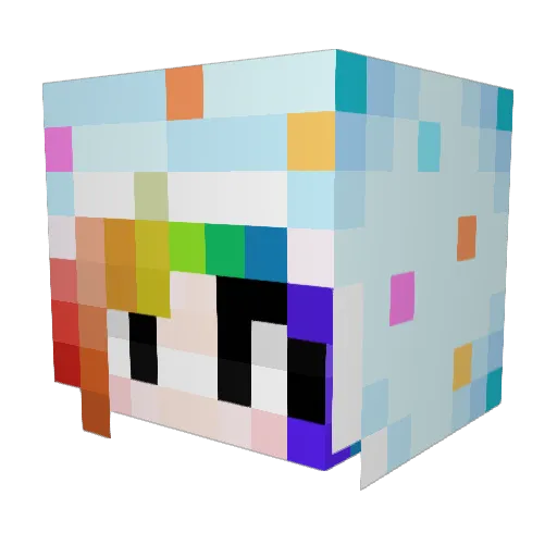 bluebut Minecraft avatar head, 3D render