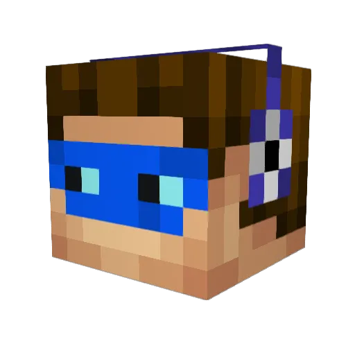 bluevoss Minecraft avatar head, 3D render