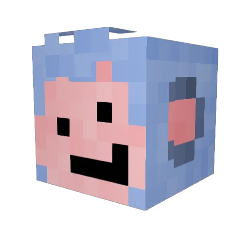 boneworks Minecraft avatar head, 3D render