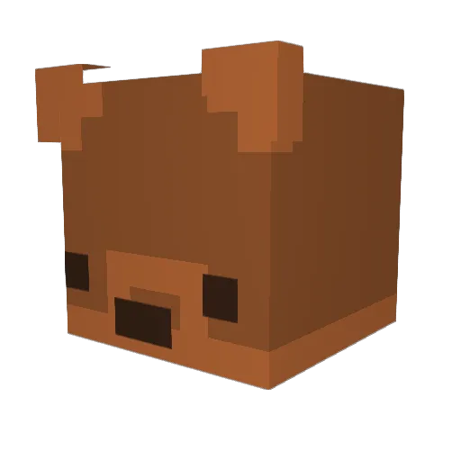 button Minecraft avatar head, 3D render