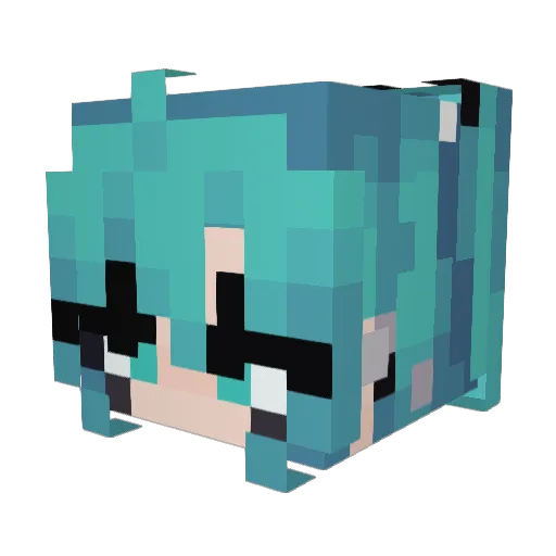 cMiku Minecraft avatar head, 3D render