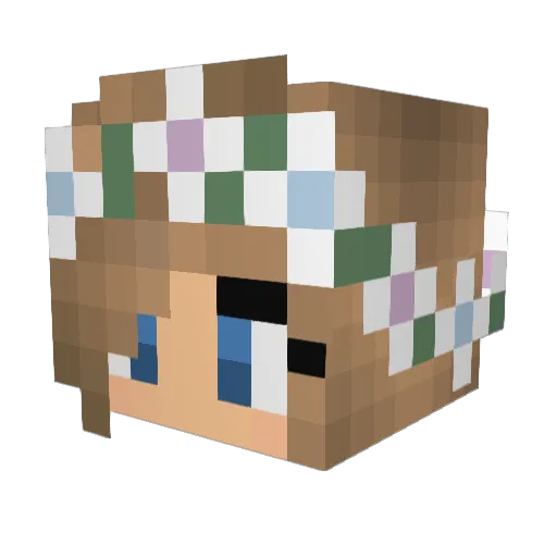 cacilied Minecraft avatar head, 3D render