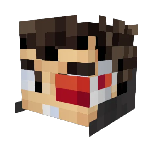 caperluna Minecraft avatar head, 3D render