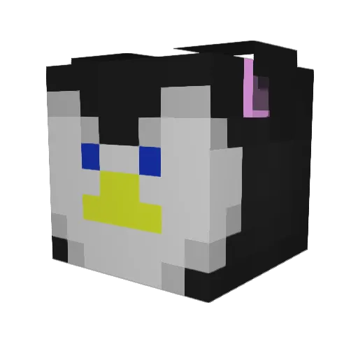 cat_penguin Minecraft avatar head, 3D render