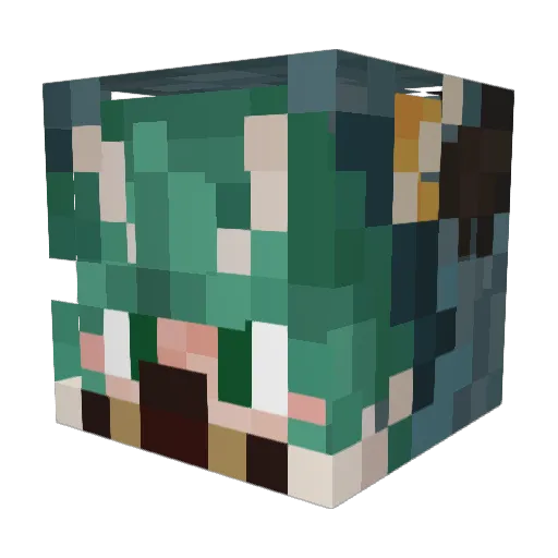 caxolotl Minecraft avatar head, 3D render