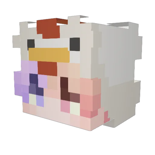 chicken_attack_ Minecraft avatar head, 3D render