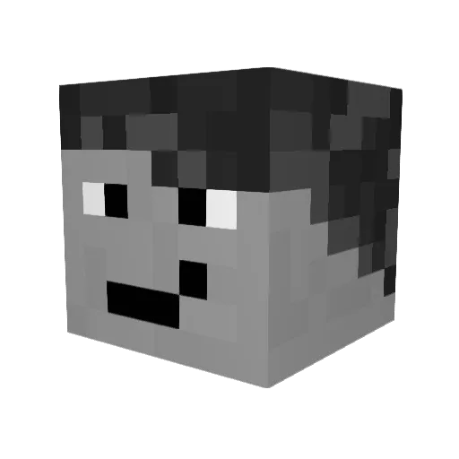 chine_ Minecraft avatar head, 3D render