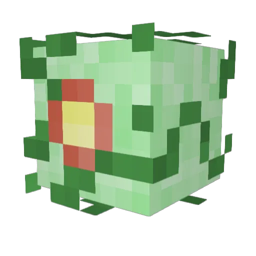 chlorophyllic Minecraft avatar head, 3D render