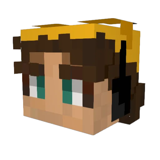 cinettaa Minecraft avatar head, 3D render