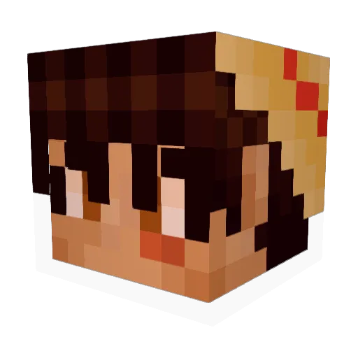 cinnamese Minecraft avatar head, 3D render
