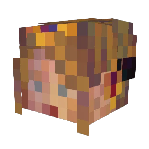 clonky Minecraft avatar head, 3D render
