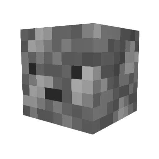 cobblestoney Minecraft avatar head, 3D render