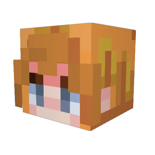 color7red Minecraft avatar head, 3D render