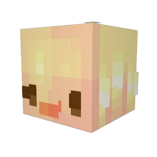 cqked Minecraft avatar head, 3D render