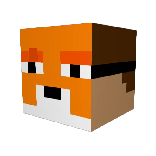cracked_fox Minecraft avatar head, 3D render