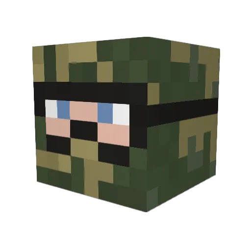 crazysamman Minecraft avatar head, 3D render