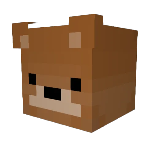 cumabear Minecraft avatar head, 3D render