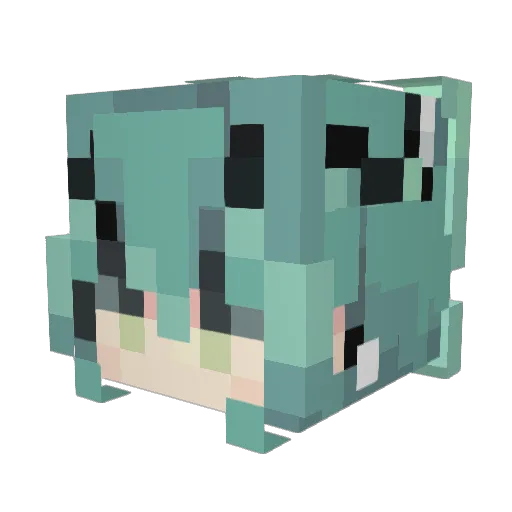 cupidxmiku Minecraft avatar head, 3D render