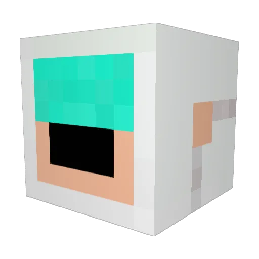 cyan_07 Minecraft avatar head, 3D render