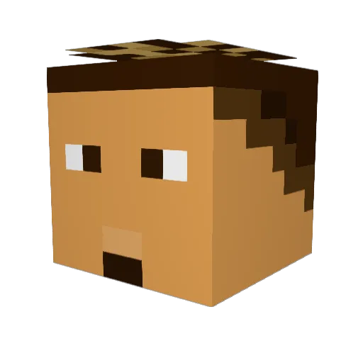 dXmmm Minecraft avatar head, 3D render