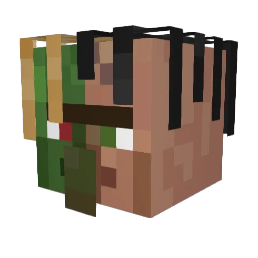 deterred Minecraft avatar head, 3D render