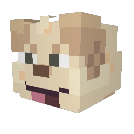 dogbf Minecraft avatar head, 3D render