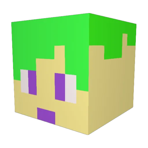 dokunasu Minecraft avatar head, 3D render