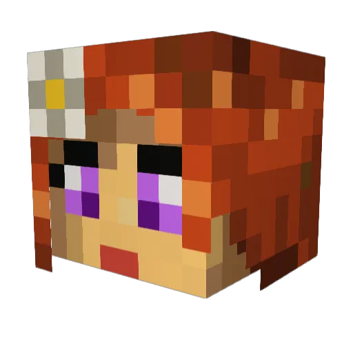 dwllama Minecraft avatar head, 3D render