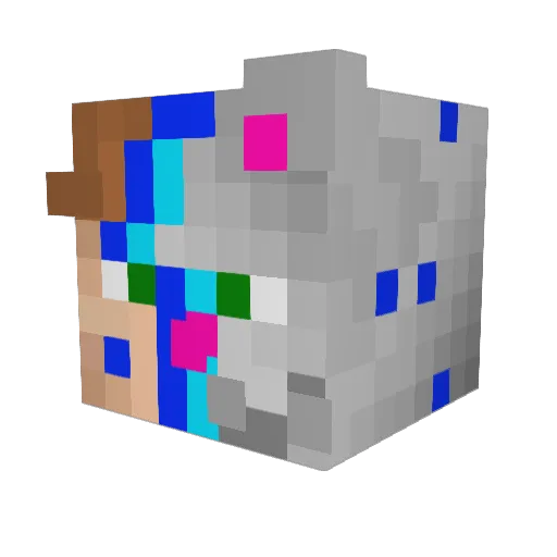 eldercat Minecraft avatar head, 3D render