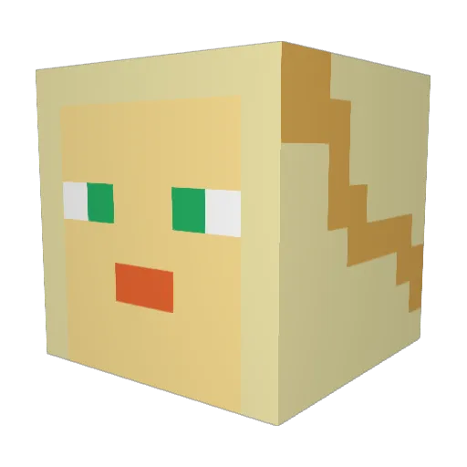 eventhoigameyes Minecraft avatar head, 3D render