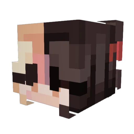 exwaifu Minecraft avatar head, 3D render