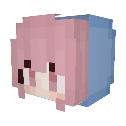 fangirl Minecraft avatar head, 3D render
